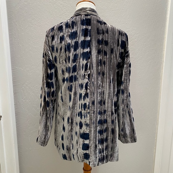 J Jill Velvet Open Jacket Blazer Kimono Nickel Blue Long Sleeve XS NWT - Picture 2 of 12